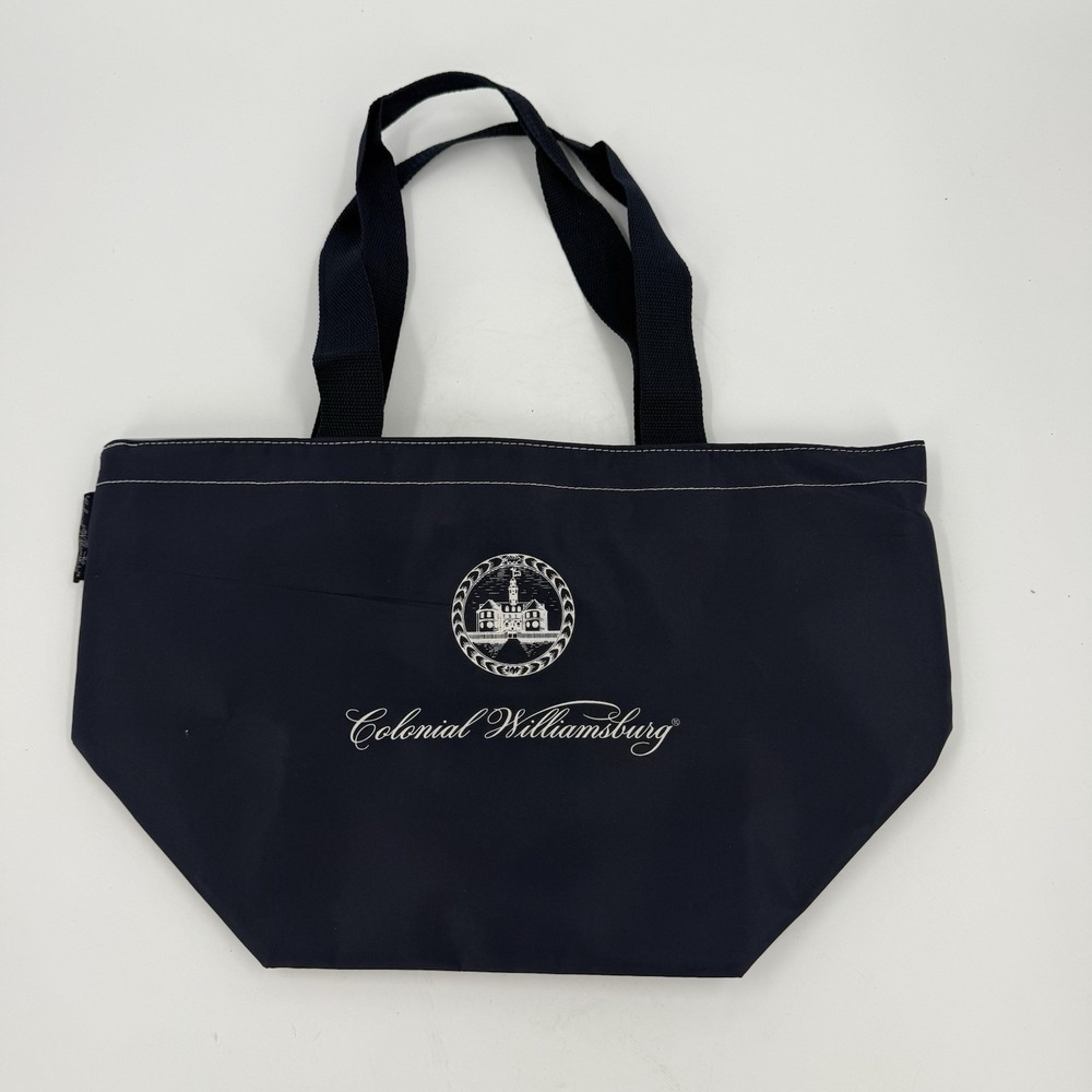 Colonial Williamsburg Navy Blue Tote Bag Souvenir Logo Shopper 19"